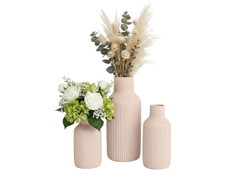 relaxdays Vase 3er Set, Creme