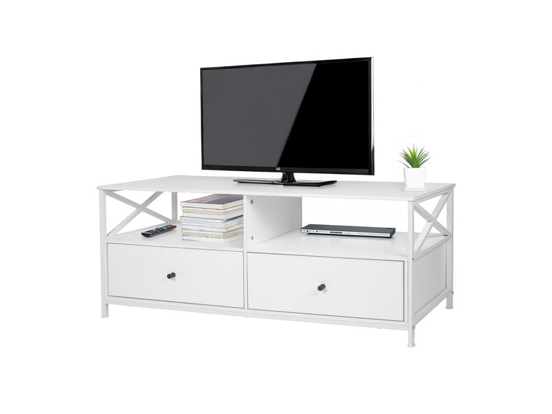 [2029125] relaxdays TV-Möbel 120 x 40 cm, Weiss 55 Zoll (Weiss)