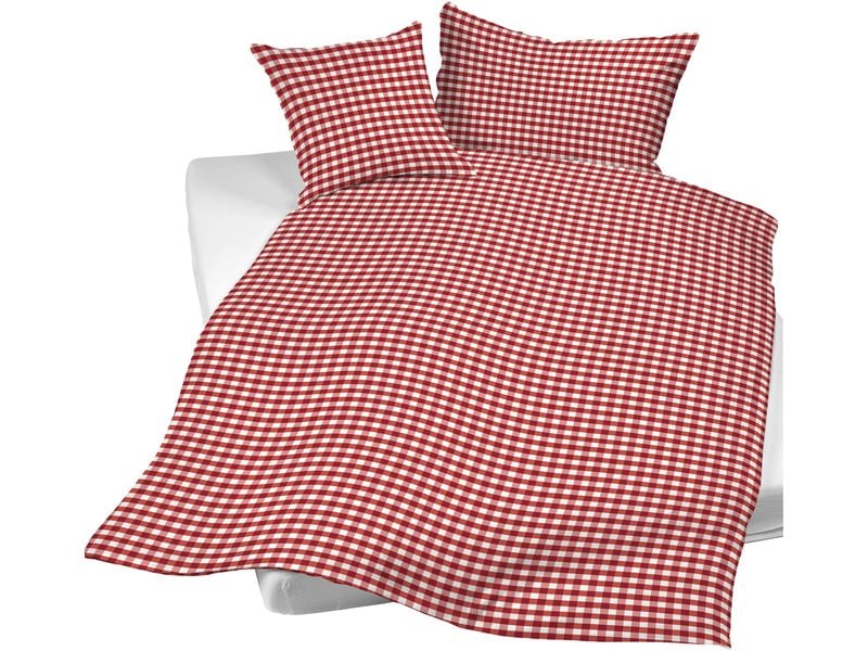 Night Fashion Kopfkissenbezug Karolin 50 x 70 cm, Rot/Weiss
