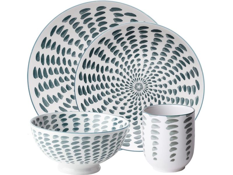 Lunasol Speise-Service Elements Asia Water 24-tlg. Grau/Weiss
