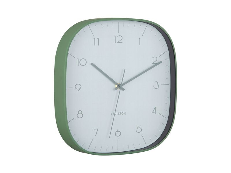 KARLSSON Wanduhr Grato Cuadrado 29 x 29 cm, Graue Jade/Dschungelgrün