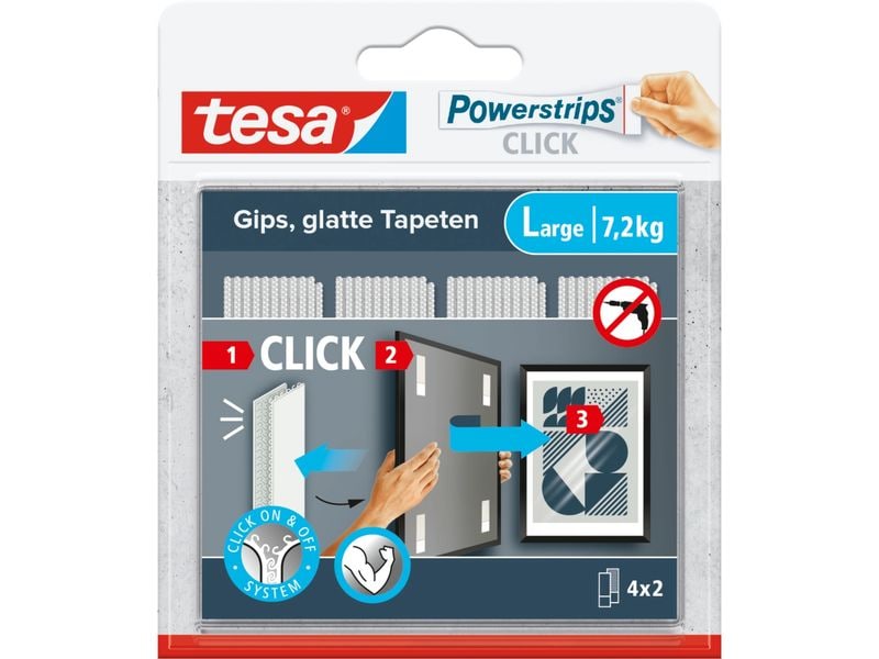 tesa Klebepad Powerstrips CLICK Large 4 Paar, 7.2 kg