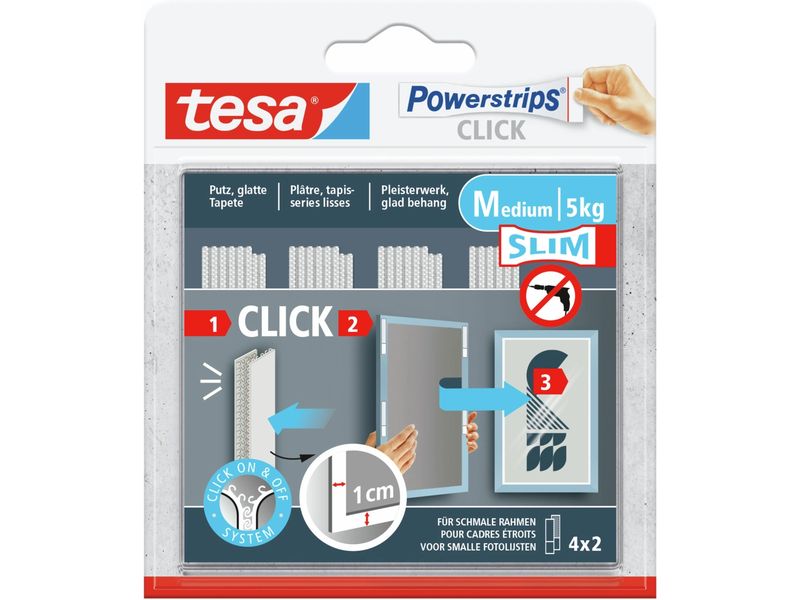 tesa Klebeband Powerstrips CLICK 20 mm x 0.06 m, Weiss