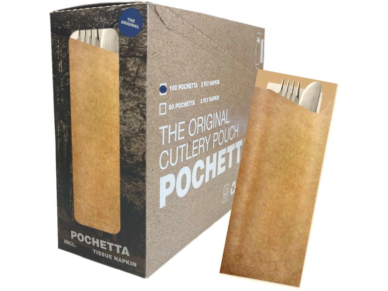 Pochetta Einweg-Besteckset 100 Stück, Braun