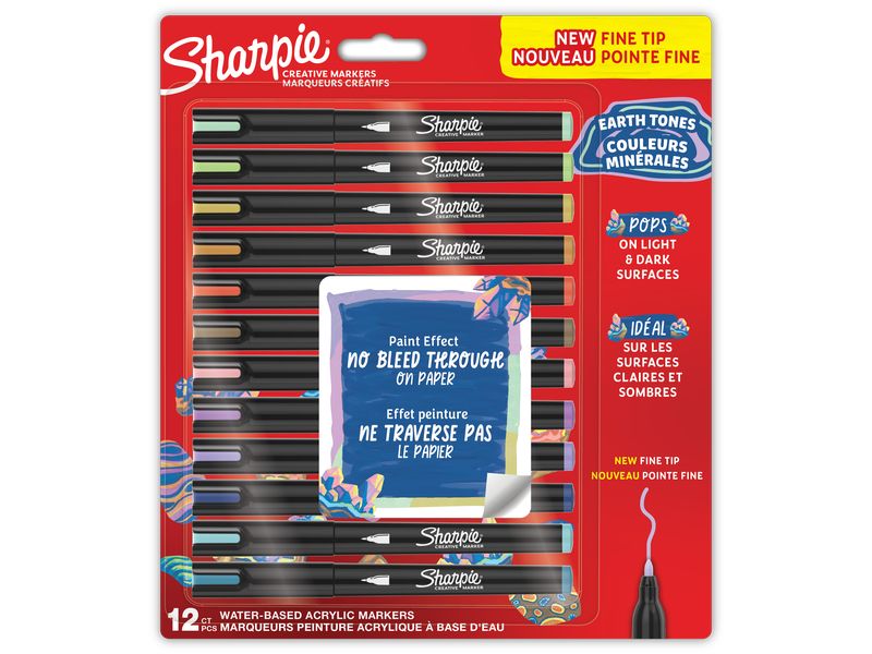 Sharpie Filzstift Acryl Earth Tones Fine Tip 12er-Set