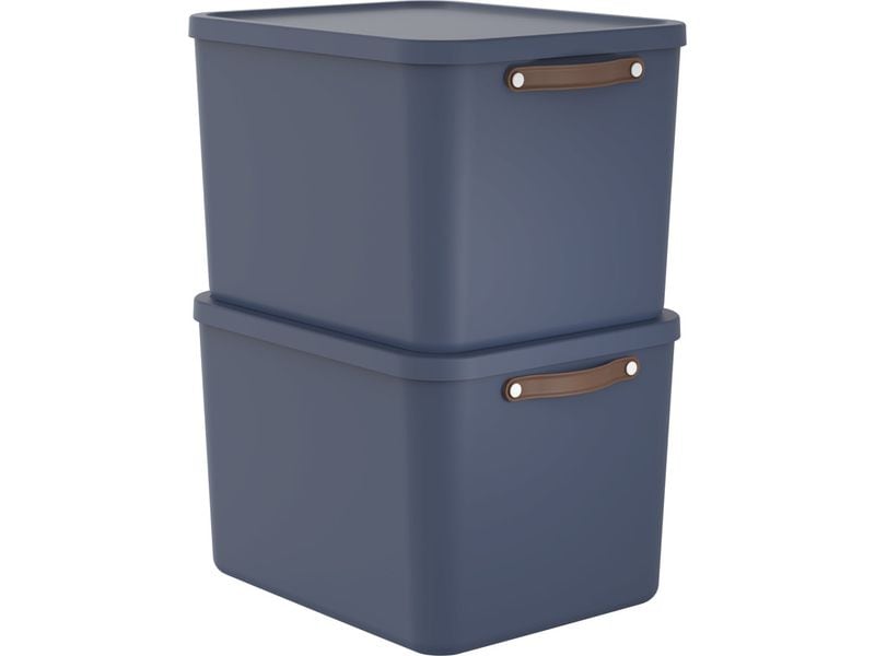 [2016498] Rotho Aufbewahrungsbox MALOJA 55 l, Blau, 2 Stück (Blau)
