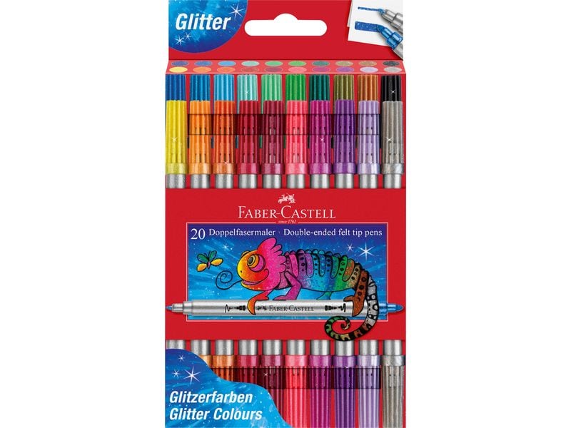 Faber-Castell Filzstift Doppel Glitzer Set mit 20 Stück, mehrfarbig