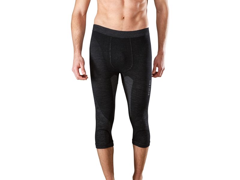 Merino & More Herren Funktionsunterhose 3/4 L, Schwarz