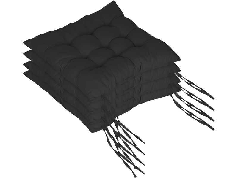 [2111505] relaxdays Stuhlauflage 40 x 40 cm, Schwarz, 4 Stück (Schwarz)