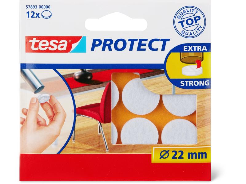 [1160718] tesa Filzgleiter Protect Ø 22 mm 12 Stück, Weiss (2.2 cm, Braun)