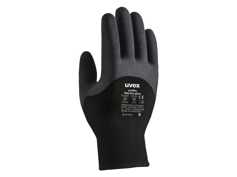 [1390308] uvex Schutzhandschuh Thermo Plus, 10 Paar, 7, Schwarz, 10 Paar