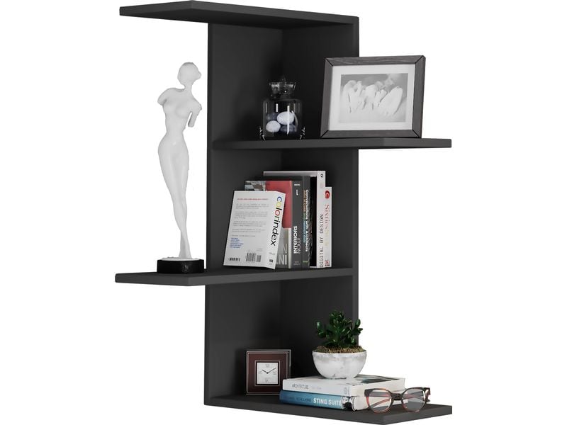 VCM Wandregal Balos 77 x 45 cm, Schwarz