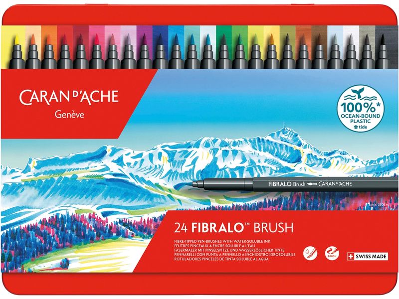 Caran d'Ache Filzstift Fibralo Brush mit 24 Farben