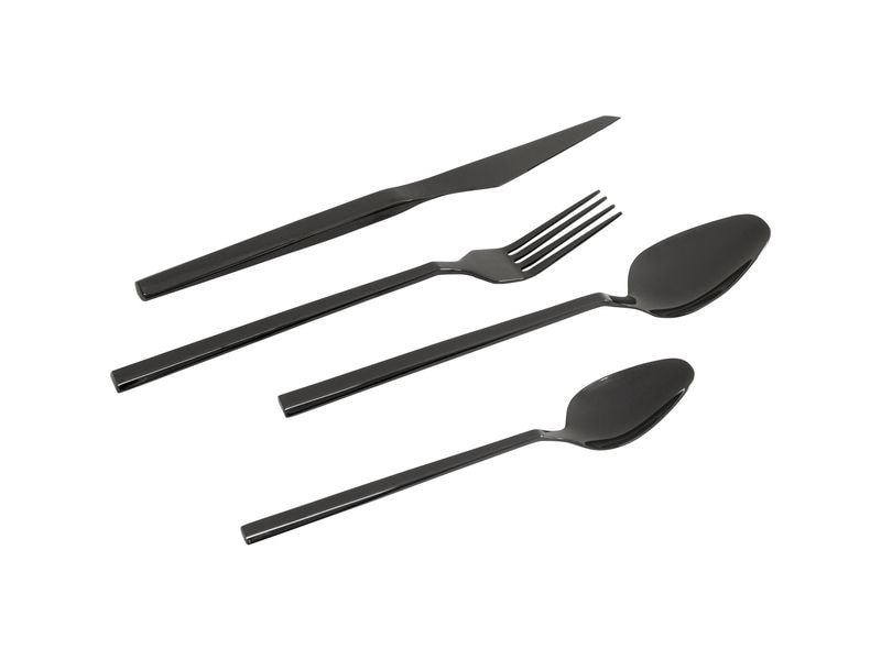 Kare Besteck-Set Adella, 16-teilig, Shiny Schwarz