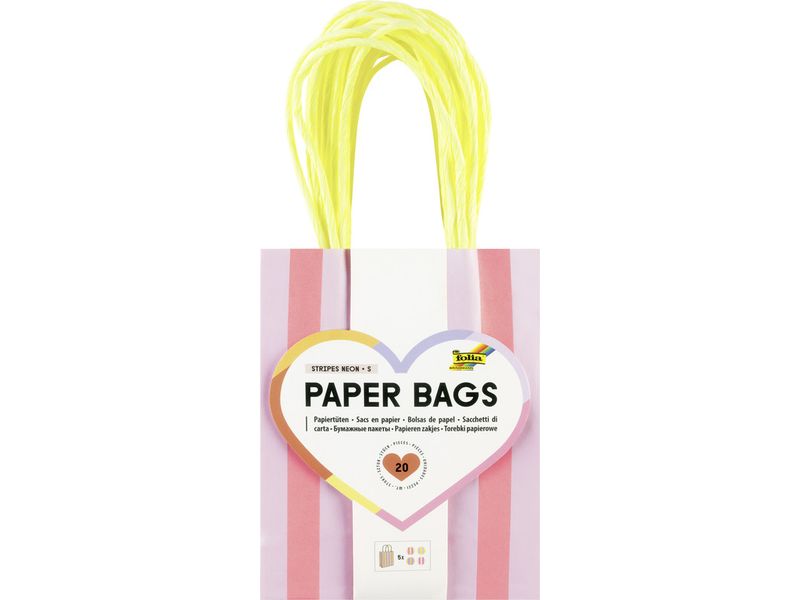 Folia Paper Bags S 20 Stück, 12 x 5,5 x 15 cm, 4 Motive sortiert