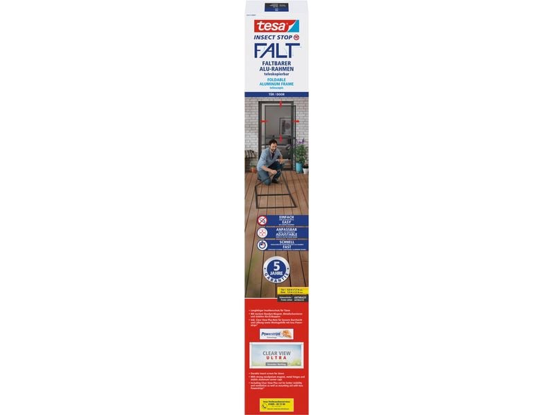 [2176935] tesa Fliegengitter FALT Alu Rahmen 100 cm x 220 cm (Anthrazit)