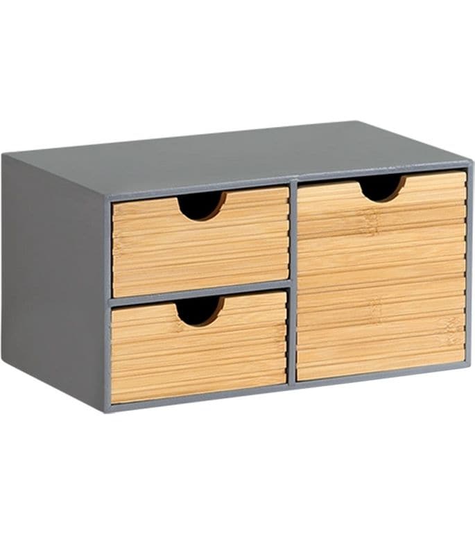 Kesper Organizer 3 Schubladen, Bambus, Grau