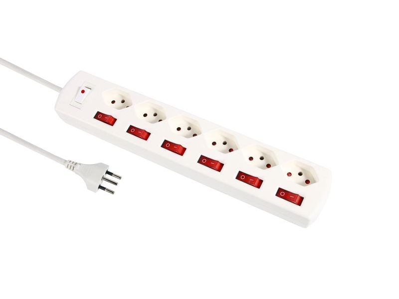 Schönenberger Steckdosenleiste Fix-Line+ MultiSwitch 6xT13, 2.0m Kabel
