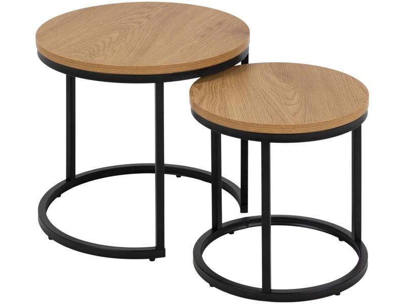[1632530] AC Design Couchtisch Spiro Ø 45/ 35 cm, 2 Stück, Schwarz/Nature