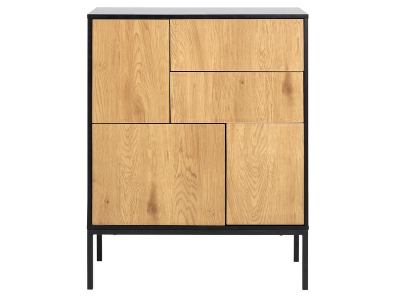[1632534] AC Design Kommode Seaford 80 x 40 x 103 cm, Schwarz/Nature
