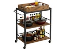 relaxdays Servierwagen im Industrial-Style 70 x 88 cm, Schwarz/Braun