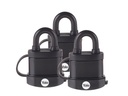 Yale Vorhängeschloss Y222B 35/22 Wetterfest 3er-Set Schwarz Stahl