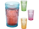relaxdays Trinkglas Vintage 360 ml, Bunt, 4 Stück