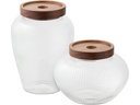 House Nordic Vorratsdose Maya, Glas / Akazie, 2er-Set