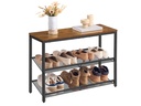 VASAGLE Schuhregal mit drei Ablagen 28 x 53 cm, Schwarz/Braun