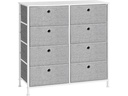Songmics Kommode mit acht Schubladen 30 x 81.5 cm, Weiss/Grau