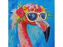 Dameco LED Bild Pop Art Flamingo mit Neon Licht Brille