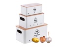 relaxdays Aufbewahrungsbox 3er Set Bambusdeckel eckig
