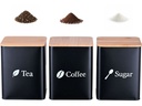 relaxdays Vorratsdosen Set Kaffee/Tee/Zucker Schwarz je 1.5 L