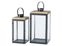 Boltze Laterne Sirio 2-teilig, Transparent/Schwarz/Braun