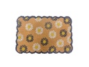 relaxdays Fussmatte Blumen 60 x 40 cm Blau/Natur
