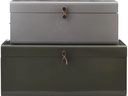 House Doctor Aufbewahrungsbox Metall / Leder, Grau / Grün