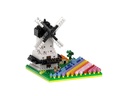 BRIXIES Bausteinmodell Windmühle mit Tulpen aus 490 Bausteinen
