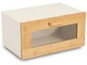 Zeller Present Brotkasten m. Klappe, Metall/Bambus Braun/Beige