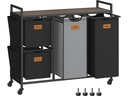 VASAGLE Wäschekorb mit Ablagen 150 l, Schwarz
