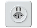 Hager ORIGIN UP Ladesteckdose 2xUSB-C 20W PD + 1x T13 ws
