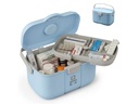 relaxdays Medizinbox aus Kunststoff Grau/Hellblau 17 x 28 x 18 cm