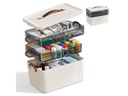 relaxdays Medizinbox aus Kunststoff Transparent/Weiss 24 x 33 x 22 cm