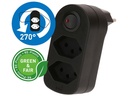 Max Hauri Mehrfachstecker ADAPT 2x Typ 13 drehbar Schalter Green+Fair