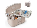 relaxdays Medizinbox aus Kunststoff Beige/Grau 17 x 28 x 18 cm