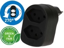 Max Hauri Mehrfachstecker ADAPT 2x Typ 13 schwarz drehbar Green+Fair