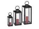 relaxdays Laternen Set 63 cm, Transparent/Schwarz