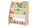 relaxdays Kinderregal Holz Polyester Weiss Hellbraun