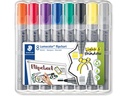 Staedtler Lumocolor 356 Etui, Keil- und Rundspitze, 8 Farben