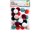 Folia Woll-Pompons ELEGANCE 24 Stück farbig sortiert 3.0 cm