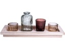 CHALET Chalet SET 4tlg. Glasset m. Holzteller Braun Creme Grau
